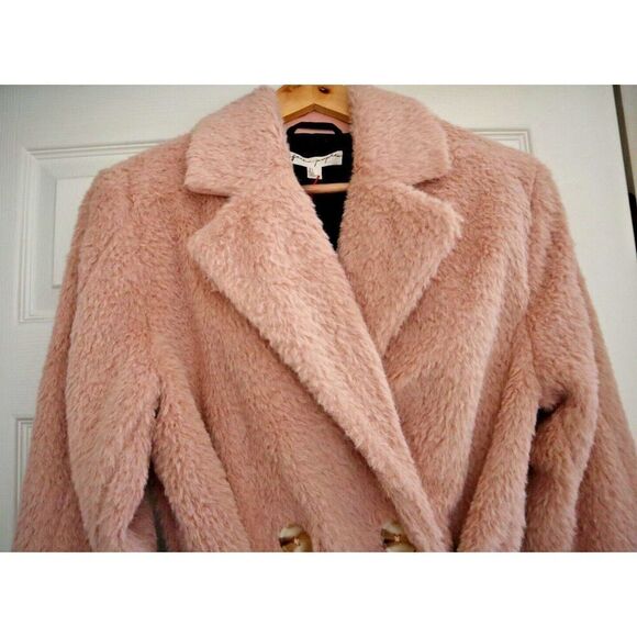 Free People OB1838252 Women Sz S Pink Faux Sherpa Relaxed Fit Cuff It Coat - Picture 4 of 12